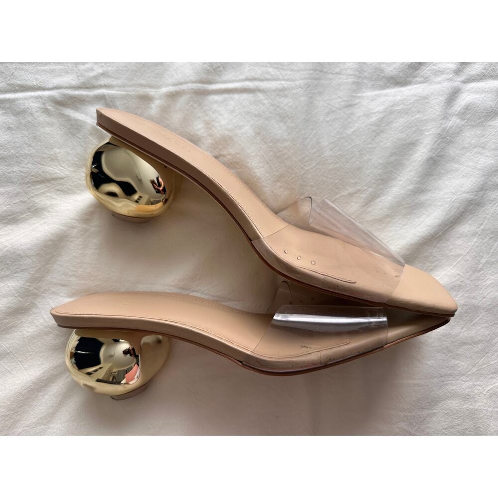 Cult Gaia Gigi Clear PVC Mule Sculptural Gold Ball Heel EU 40 US 9